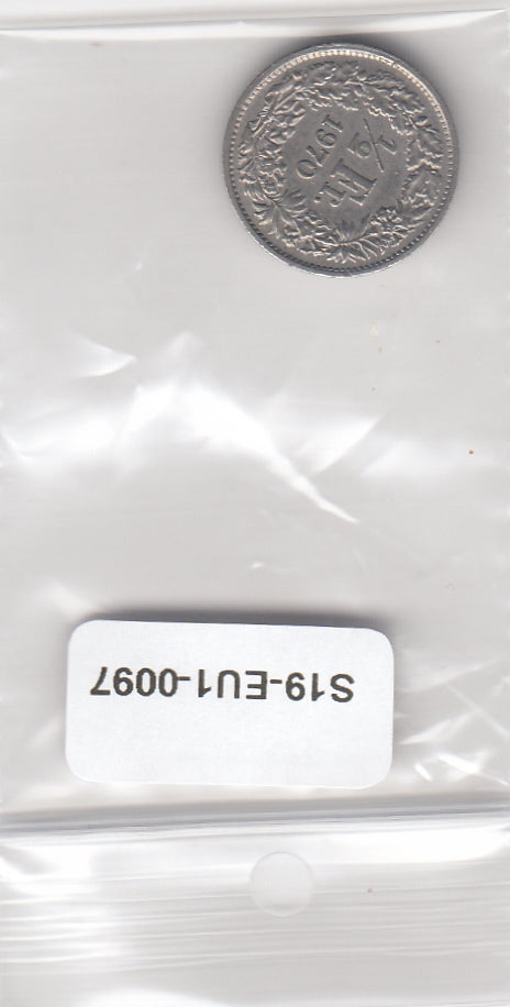 S19-EU1-0097 Switzerland 1/2 Franc 1970  KM24a VF