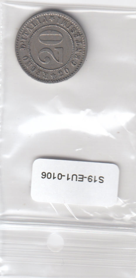 S19-EU1-0106 Italy 20 Centesimi 1894 KB KM28  XF