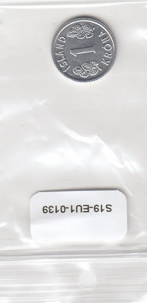S19-EU1-0139 Iceland 1 Krona 1977  KM23 UNC