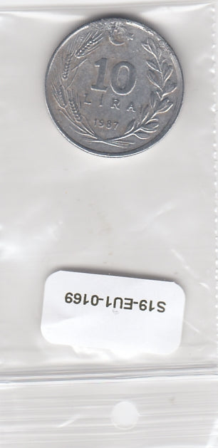 S19-EU1-0169 Turkey 10 Lira 1987  KM964 VF