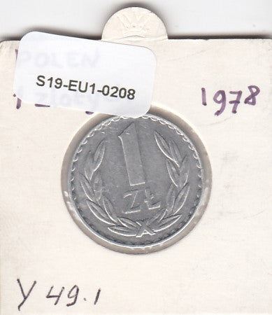 S19-EU1-0208 Poland 1 Zloty 1978   Y49.1 VF/XF
