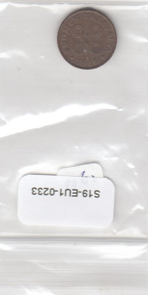 S19-EU1-0233-M02 Finland 1 Penni 1966   KM44 VF