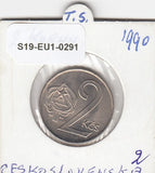 S19-EU1-0291 Czechoslovakia 2 Korun 1990   KM75 UNC