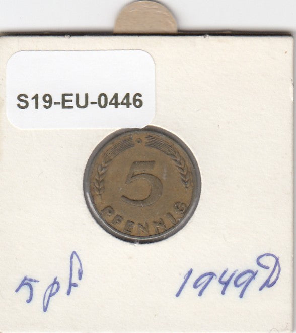 S19-EU1-0446 Germany 5 Pfennig 1949 D KM102 VF