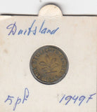 S19-EU1-0447 Germany 5 Pfennig 1949 F KM102 VF