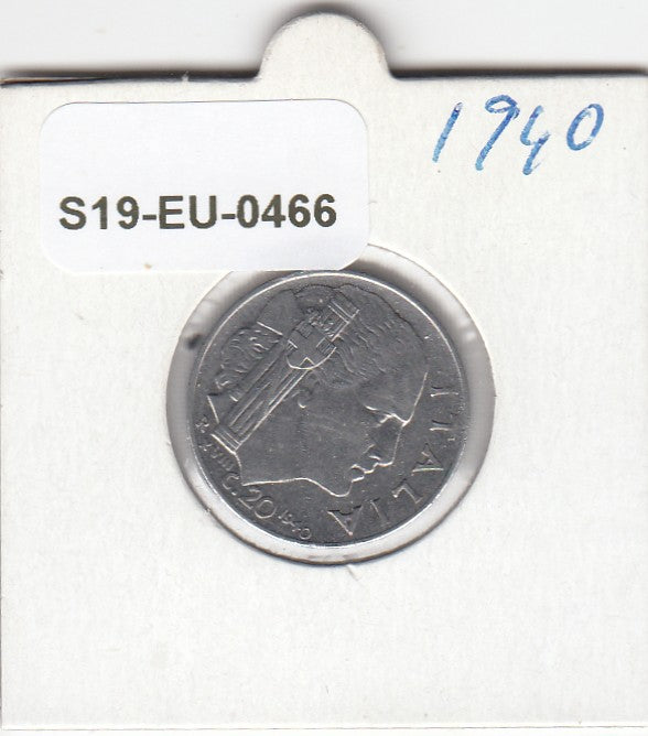 S19-EU1-0466 Italy 20 Centesimi 1940 XViii KM75b VF magn reeded