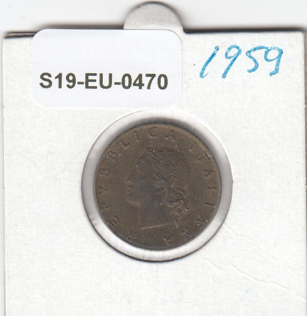 S19-EU1-0470 Italy 20 Lire 1959   KM97 VF