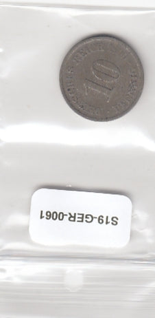 S19-GER-0061 Germany 10 Pfennig 1899 A KM12 VF
