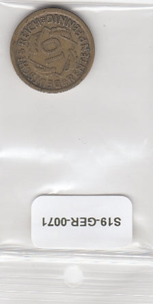 S19-GER-0071 Germany 10 Rentenpfennig 1924 D KM33 VF