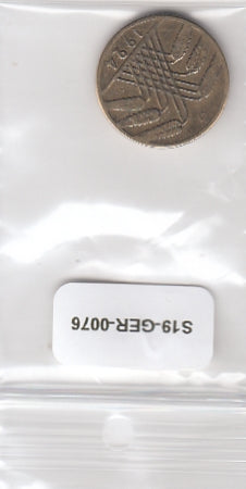 S19-GER-0076 Germany 10 Rentenpfennig 1924 G KM33 VF