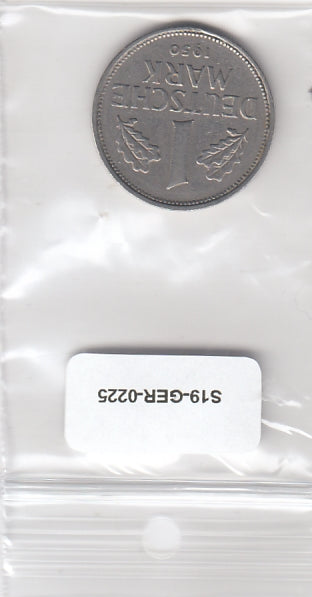 S19-GER-0225 Germany 1Mark 1950 F KM110 VF