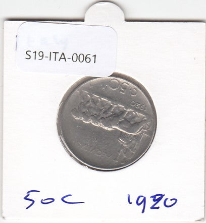 S19-ITA-0061 Italy 50 Centesimi 1920  KM61 VF