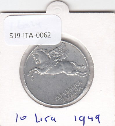 S19-ITA-0062 Italy 10 Lira 1949  KM90 VF-