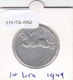 S19-ITA-0062 Italy 10 Lira 1949  KM90 VF-