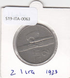S19-ITA-0063 Italy 2 Lira 1923  KM66 FI/VF