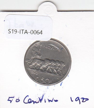 S19-ITA-0064 Italy 50 Centesimi 1920  KM61 VF