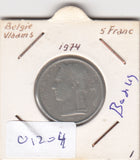S19-MAS-01204 België 5 francs 1974  KM# 135 VF Legende in Nederlands - 'BELGIË'