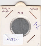 S19-MAS-01320 België 1 franc 1942  KM# 127 VF Legende - 'BELGIQUE - BELGIË'