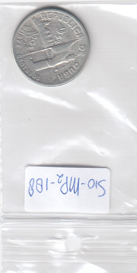 S19-MAS-03826 Cuba 20 centavos 1952 silver KM# 24 VF 50th Anniversary - Republic of Cuba