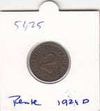 S19-MAS-05425 Duitsland 2 rentenpfennig 1924 D KM# 31 VF