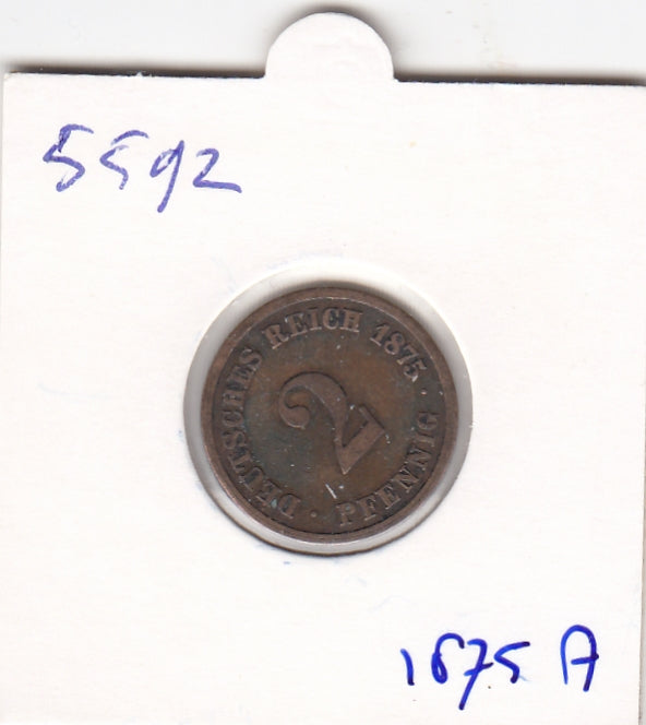 S19-MAS-05592 Duitsland 2 pfennig 1875 A KM# 2 VF