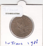 S19-MAS-07094 Frankrijk 10 francs 1988  KM# 965 XF 100 ste verjaardag de geboorte van Roland Garros