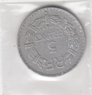 S19-MAS-07163 Frankrijk 5 francs 1949 B KM# 888b VF