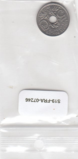 S19-MAS-07246 Frankrijk 5 centimes 1938 c KM# 875a UNC