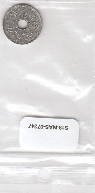 S19-MAS-07247 Frankrijk 5 centimes 1938  KM# 875a VF Dots