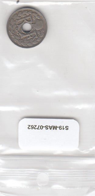 S19-MAS-07262 Frankrijk 5 centimes 1923 P KM# 875 VF New type: Hole at center