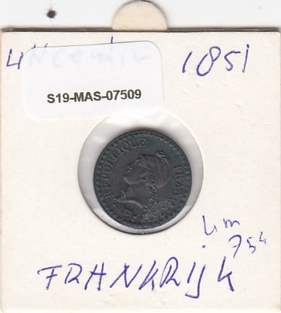 S19-MAS-07509 Frankrijk 1 centime 1851  KM# 754 XF
