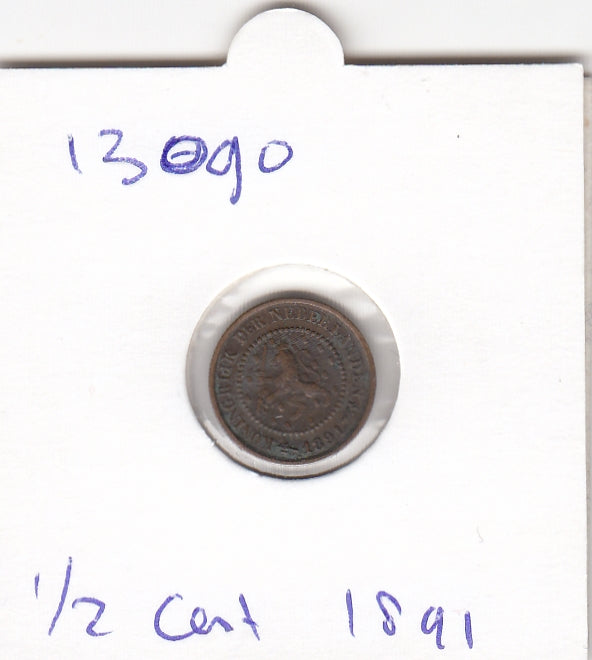 S19-MAS-13090 Nederland ½ cent 1891  KM# 109 VF