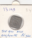 S19-MAS-13153 Nederland 5 cents 1933  KM# 153 VF