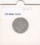 S19-MAS-13219 Nederland 25 cent 1903 KM# 120 F zilver
