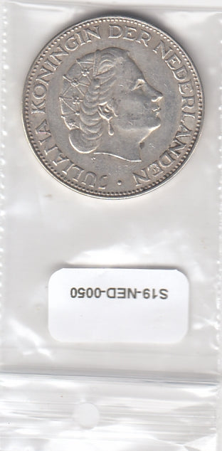S19-NED-0050 Netherlands 2 1/2 Gukden VF+ 1959 KM184   zilver