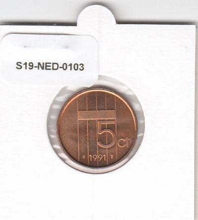 S19-NED-0103 Netherlands 5 Cent XF 1991 KM202