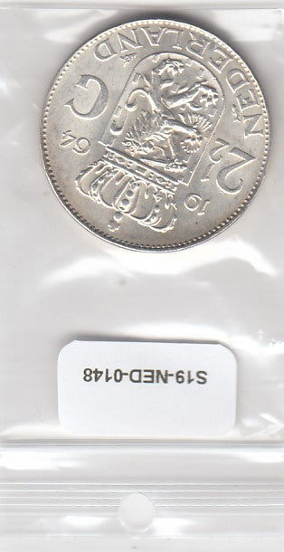 S19-NED-0148 Netherlands 2 1/2 gulden AU 1964 KM185