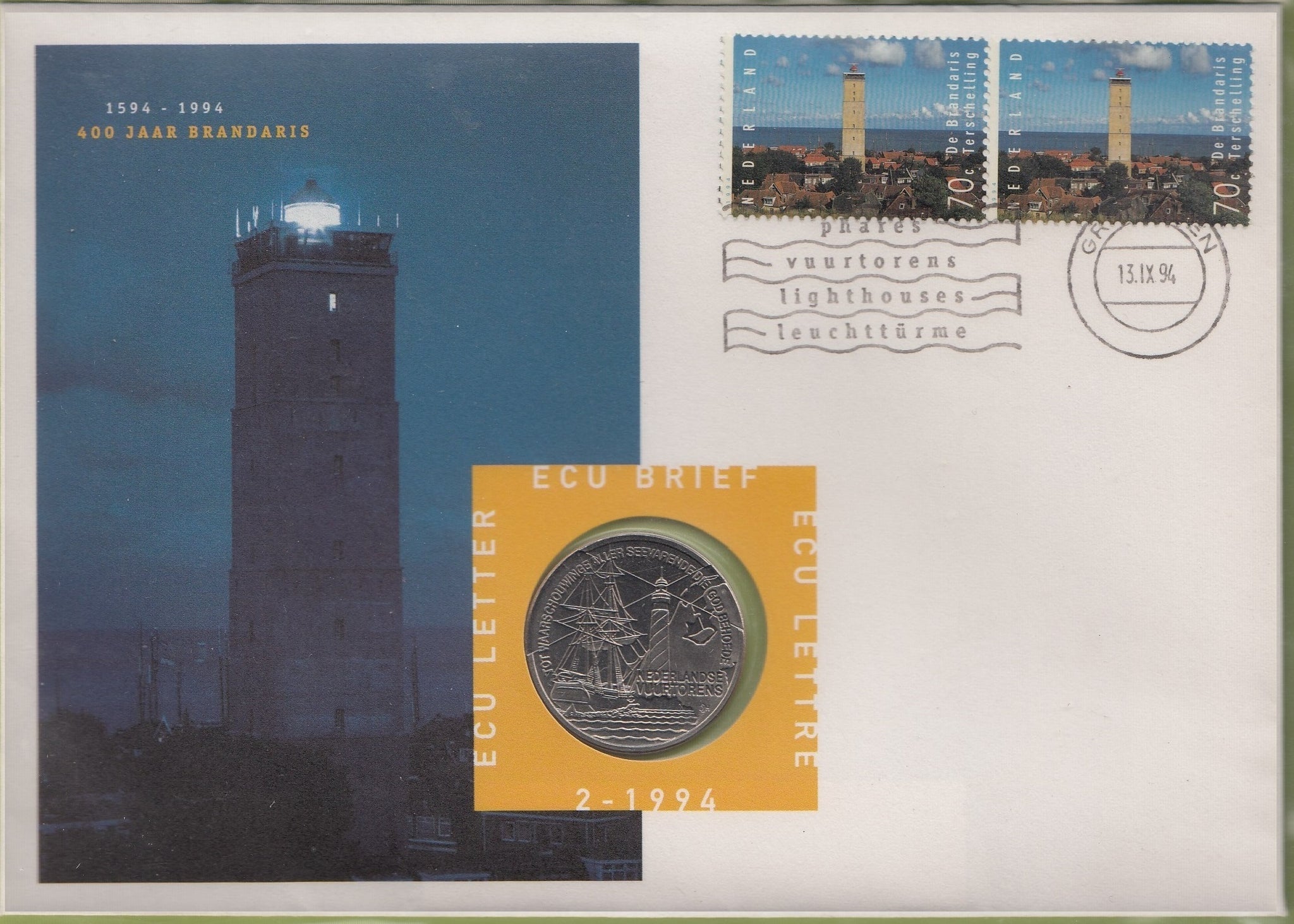 S19-NUM-0002-M02 Netherlands Ecu Numisletter 1994  KM-X 202  400 jaar brandaris