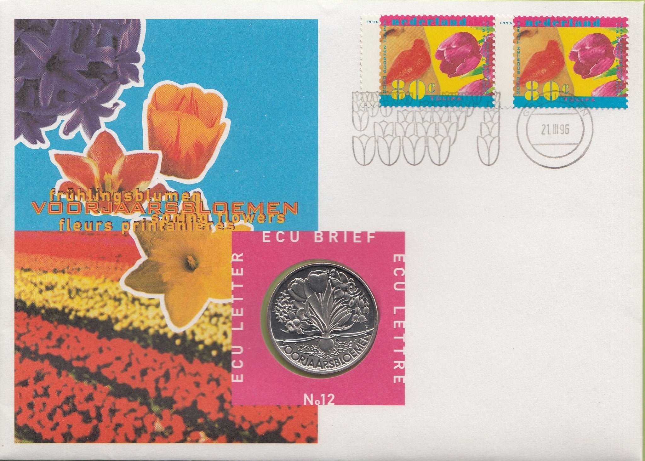 S19-NUM-0012-M01 Netherlands Ecu Numisletter 1996  KM-X 212  Spring Flowers