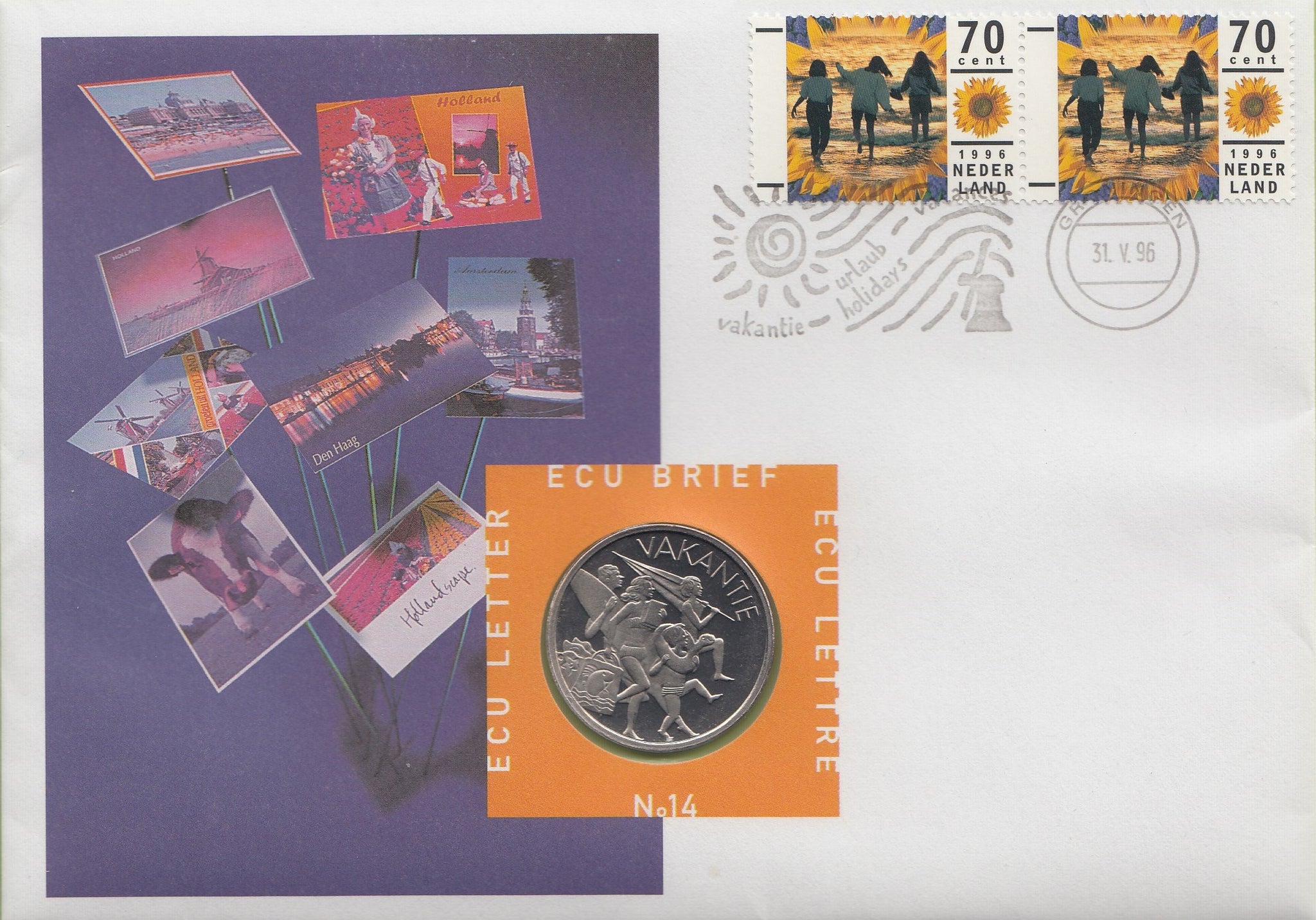 S19-NUM-0014-M01 Netherlands Ecu Numisletter 1996  KM-X 214  Vacation