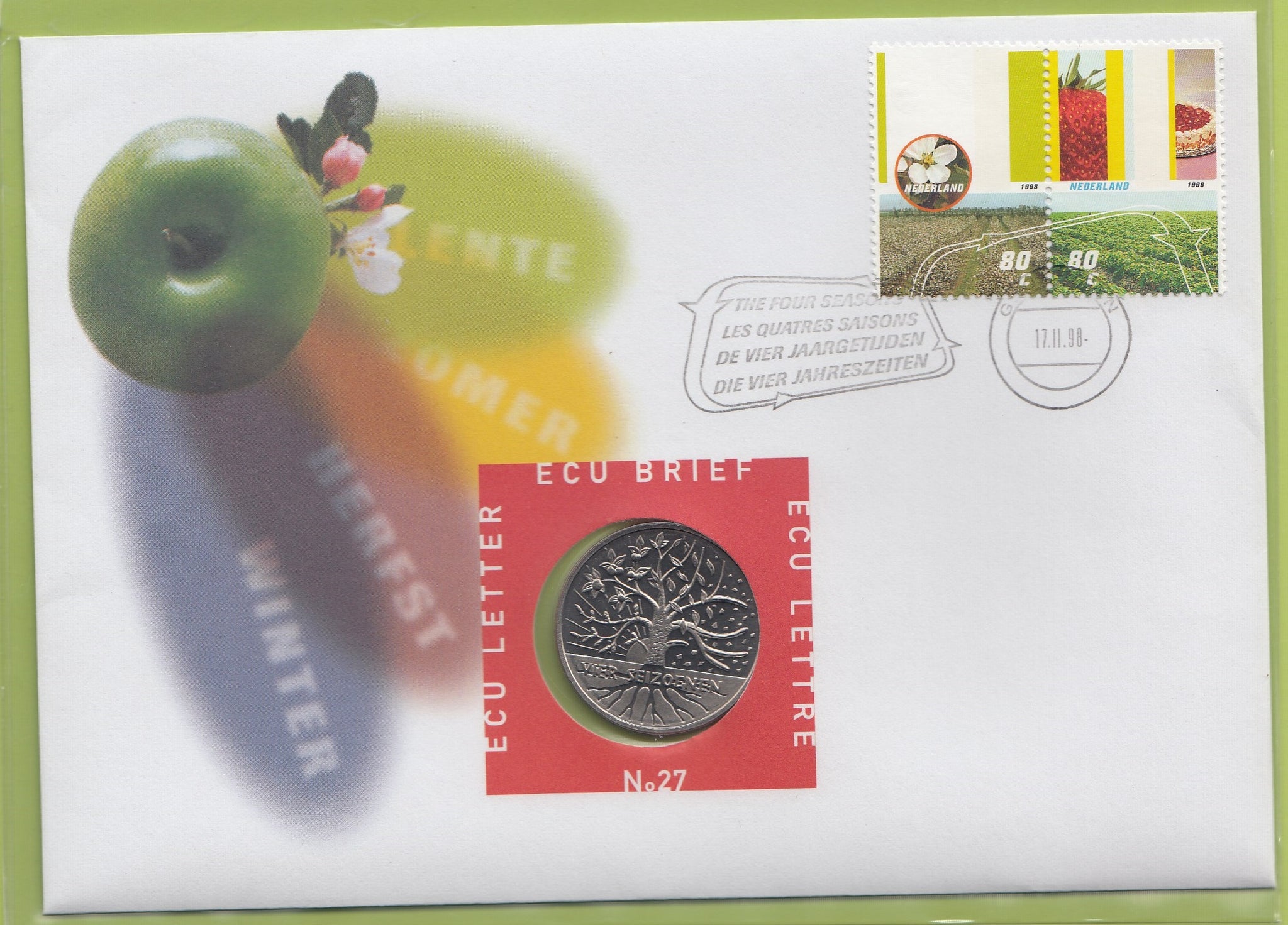S19-NUM-0027-M03 Netherlands Ecu Numisletter 1998  KM-X 227  Four Seasons