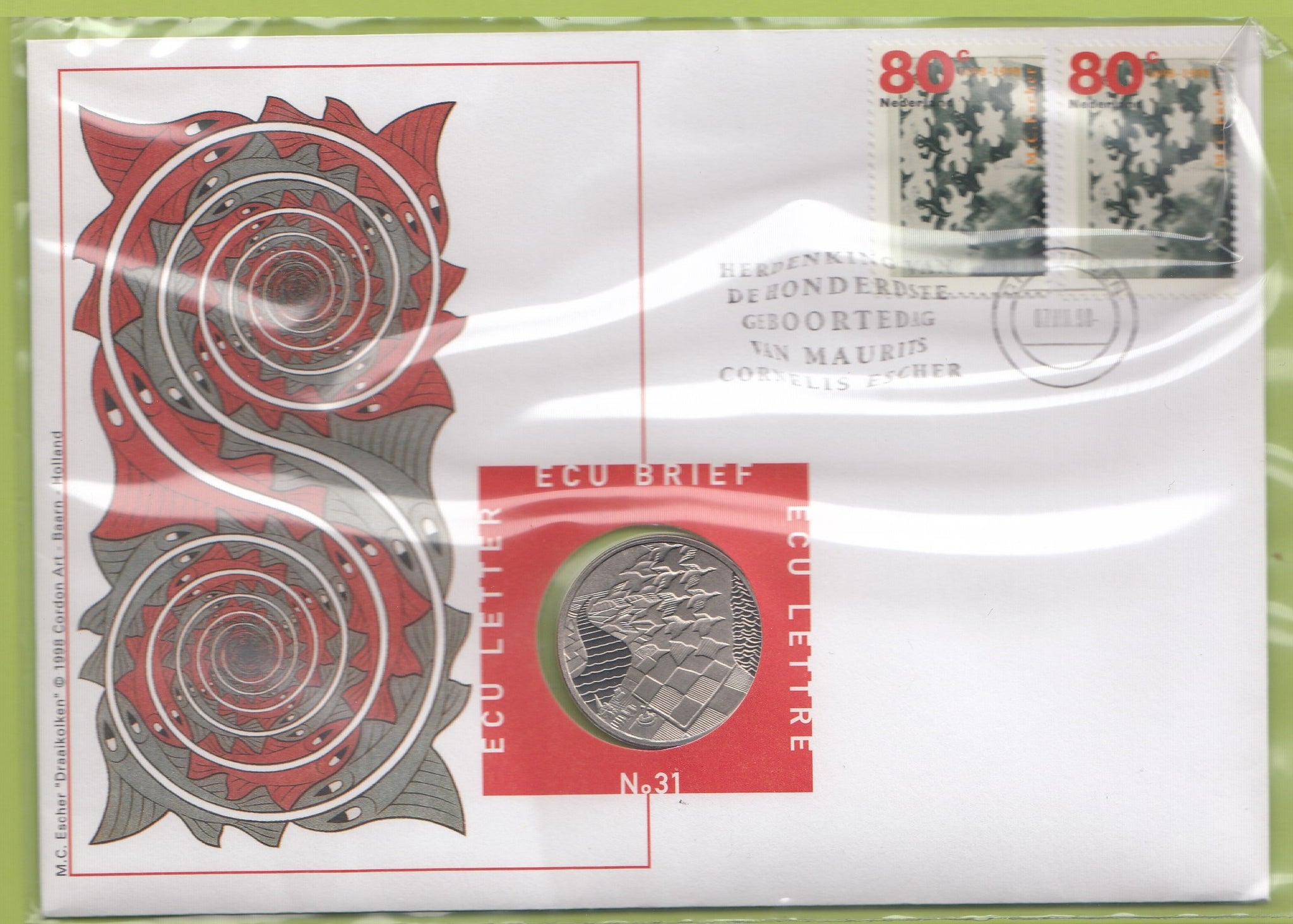 S19-NUM-0031-M04 Netherlands Ecu Numisletter 1998  KM-X 231  M.C. Escher