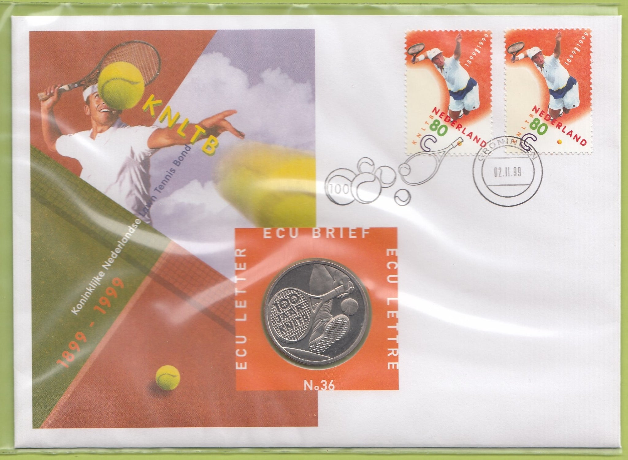 S19-NUM-0036-M06 Netherlands Ecu Numisletter 1999  KM-X 236  100th Anniv. KNLTB