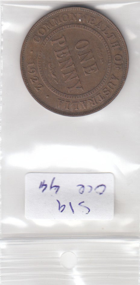 S19-OCE-0044 Australia 1 Penny 1922  KM23 VF