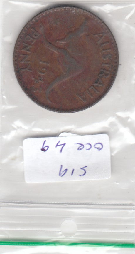 S19-OCE-0049 Australia 1 Penny 1943 P KM36 VF/XF