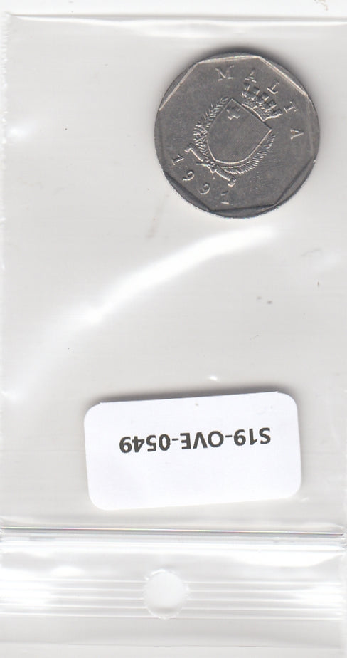 S19-OVE-0549 Malta 5 cent 1991  KM95 VF