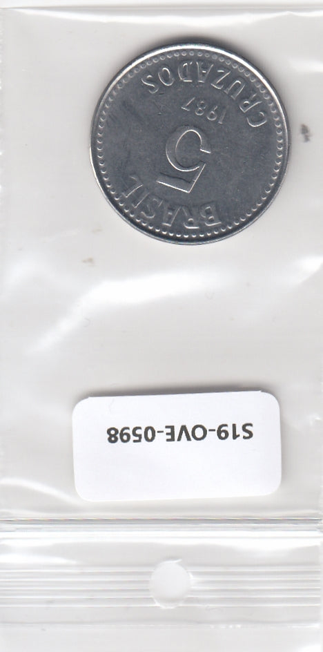 S19-OVE-0598 Brazil 5 Cruzados 1987  KM106 VF/XF