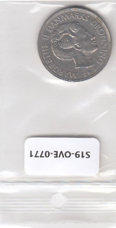 S19-OVE-0771 Denmark 1 Krone 1973  KM862 VF Small Rim!!