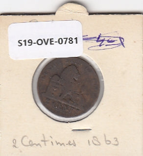 S19-OVE-0781 België 2 centiem 1863 KM4.1 FI Waals
