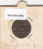 S19-OVE-0786 Belgium 2 centimes 1911  KM65 VF Vlaams
